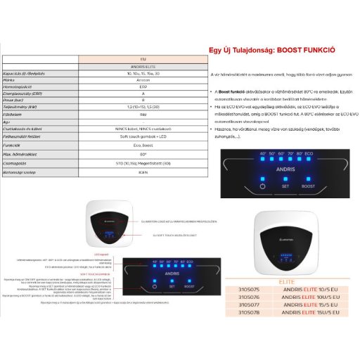 Ariston ANDRIS ELITE 15/5 EU elektromos vízmelegítő, mosogató alá (3105078)