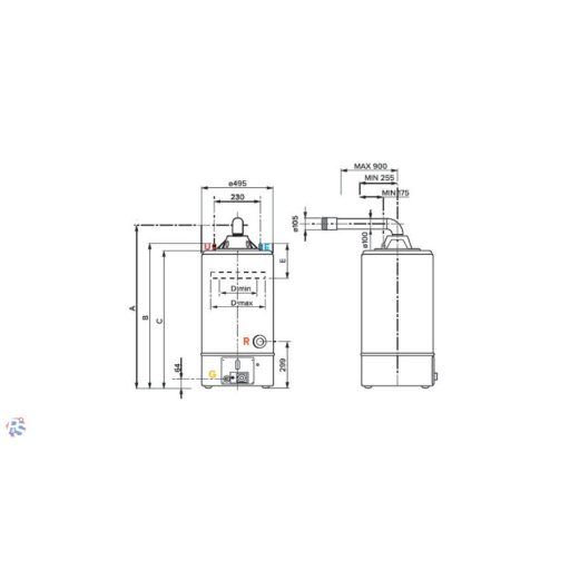 Ariston SGA BF X 120 EE, 120 literes zárt égésterű, parapetes vízmelegítő, B energiaosztály, cksz.3211034