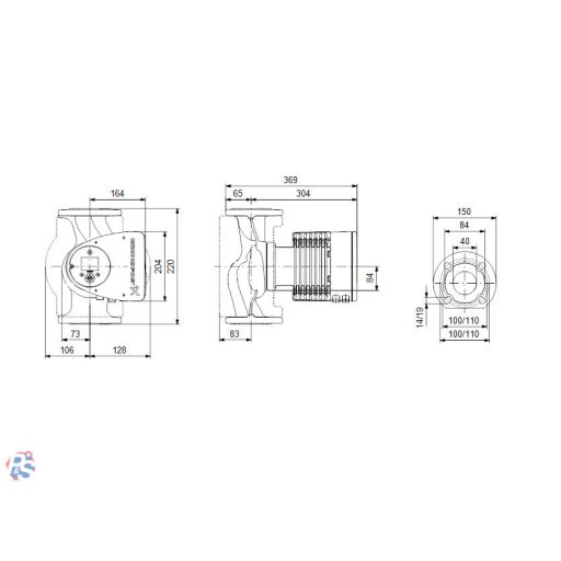 Grundfos Magna3 40-100 F 220 PN6/10, magas hatásfokú, energiatakarékos fűtési prémium keringetőszivattyú, karimás, cksz.97924269