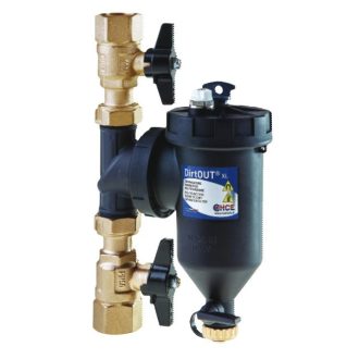   HCE DirtOut XL 3/4"-os mágneses iszapleválasztó mechanikus  szűrővel, fekete, golyóscsappal (HCE-DF00100034)