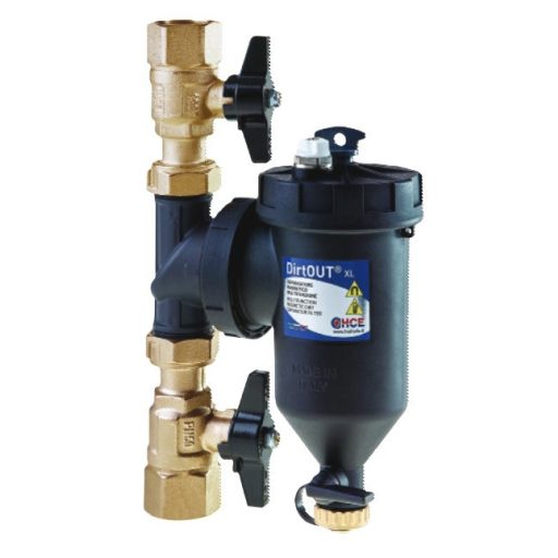 HCE DirtOut XL 3/4"-os mágneses iszapleválasztó mechanikus  szűrővel, fekete, golyóscsappal (HCE-DF00100034)