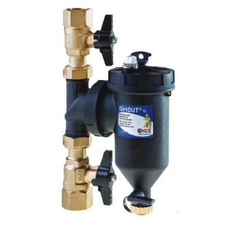   HCE DirtOut XL 1"-os mágneses iszapleválasztó mechanikus  szűrővel, fekete, golyóscsappal (HCE-DF00100100)