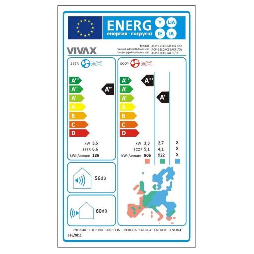 Vivax ACP-12CC35AERI+ LCAC kazettás 3,5kW split klíma