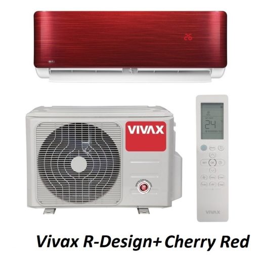 Vivax ACP-12CH35AERI+ R-Design+ - Cherry Red 3,5kW split klíma, fűtésre optimalizált, A+++, -25°C-ig fűtés