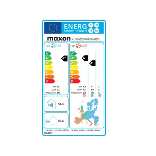 Maxon Eco MXI-09HE013i/MXO-09HE013i 2,5kW oldalfali split klíma, beépített WiFi