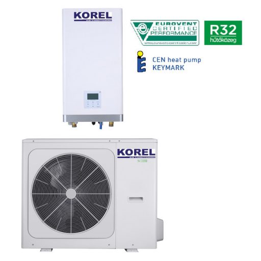 Korel Arctic K-Thermal MHA-V6W/D2N8-B HB-A60/CD30GN8-B split hőszivattyú 6kW, 1 fázisú, 3kW fűtőpatronnal, R32