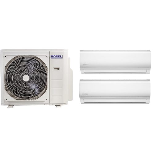 Korel Nexo multi-split klíma szett, 7,9 kW K3OA-27HFN8 kültéri + 2db 3,5 kW KOR32-12HFN8 beltéri, csepptálca és karterfűtéssel