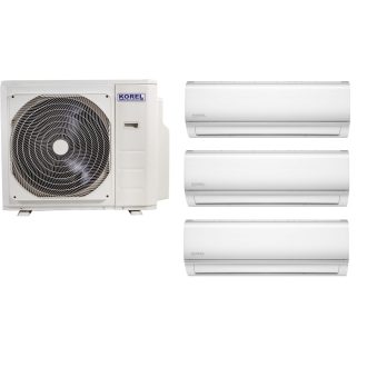   Korel Nexo multi-split klíma szett, 7,9 kW K3OA-27HFN8 kültéri + 3db 2,6 kW KOR32-09HFN8 beltéri, csepptálca és karterfűtéssel