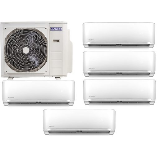 Korel Optimus Plus multi-split klíma szett, 12,3 kW K5OE-42HFN kültéri + 5db 2,6 kW beltéri, csepptálca és karterfűtéssel