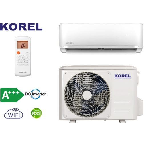 Korel Optimus Plus KMA32-12FNX-G/KMA32-12FN8-G, R32 WiFi modullal, split klíma, oldalfali szett 3,5 kW csepptálca és karterfűtéssel