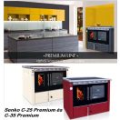 Senko C-25 Premium (25 kW) tűzhely központi fűtéshez sütővel, bordó (Sparhelt) Jobb/Bal PC-2