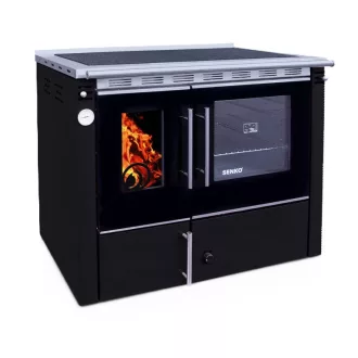  Senko C-25 Premium (25 kW) tűzhely központi fűtéshez sütővel, fekete (Sparhelt) Jobb/Bal PC-8
