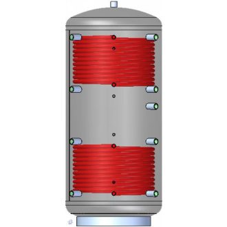   Cosmo CPUM2W500 / CPUSZIG2500 500 literes fűtési puffer tároló szigeteléssel 2 hőcserélővel