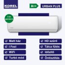 Korel Urban Plus KSAJA-12DCEG, mono split klíma oldalfali szett, 3,5 kW, WIFI, csepptálca fűtéssel, téliesített készülék 