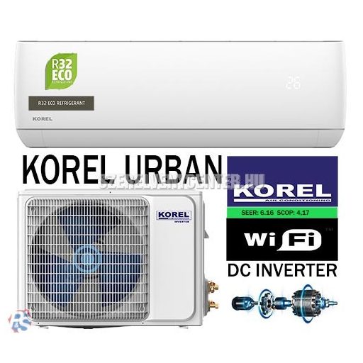 Korel Urban Plus KSAJA-18DCE-G, mono split klíma oldalfali szett, 5 kW, WIFI, csepptálca fűtéssel